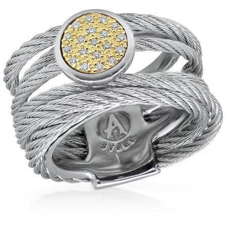 18kt Grey Cable Round Diamond Ring