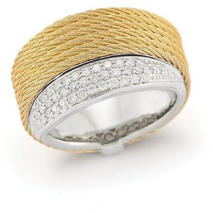 18kt Steel Yellow Cable Diamond Ring