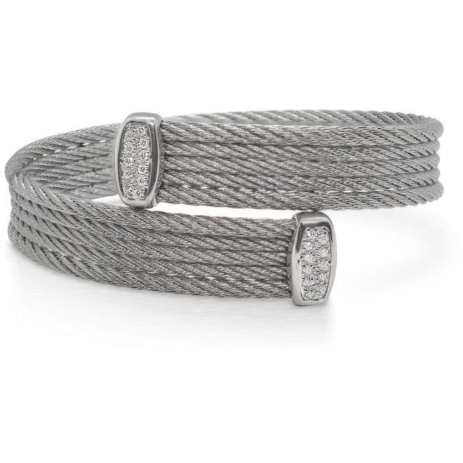 18kt Stainless Steel Bypass Diamond Bracelet