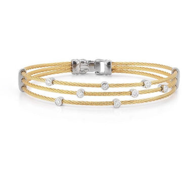 18kt Stainless Steel Yellow Triple Strand Diamond Bracelet