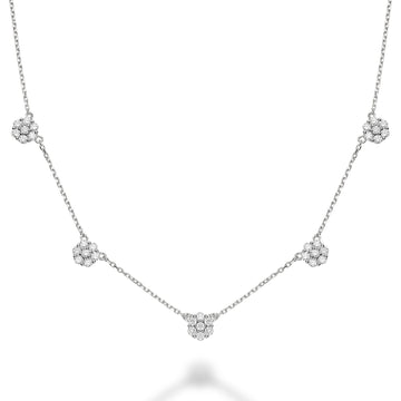 5 Station Flower Diamond Necklace