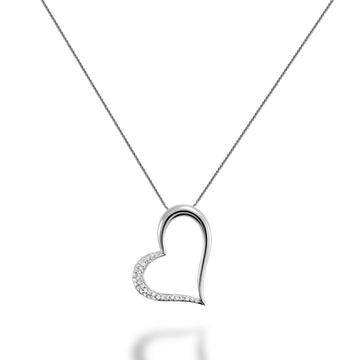 14kt Gold Pave Diamond Sideways Heart Necklace