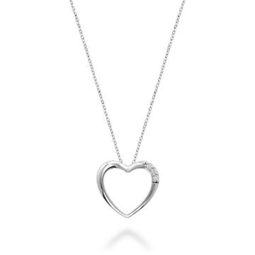 10kt Gold 3 Stone Diamond Heart Pendant