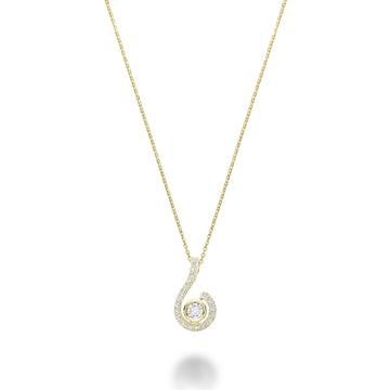 14kt Gold Swirl Drop Diamond Pendant