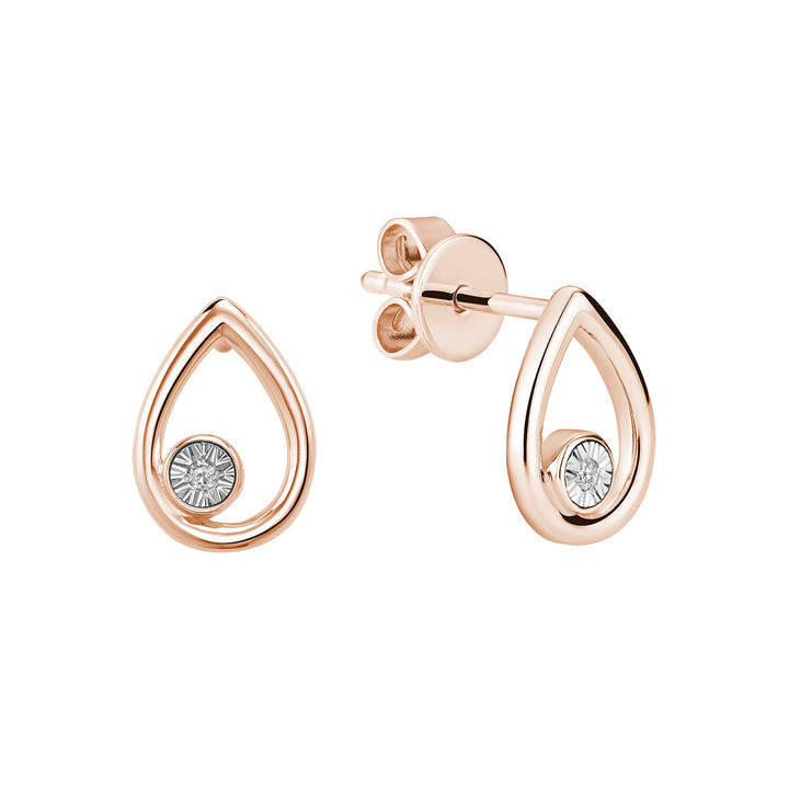 10kt Gold Pear Shape Illusion Diamond Stud Earrings
