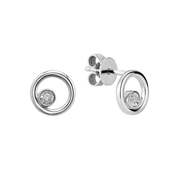 10kt Gold Round Illusion Diamond Stud Earrings