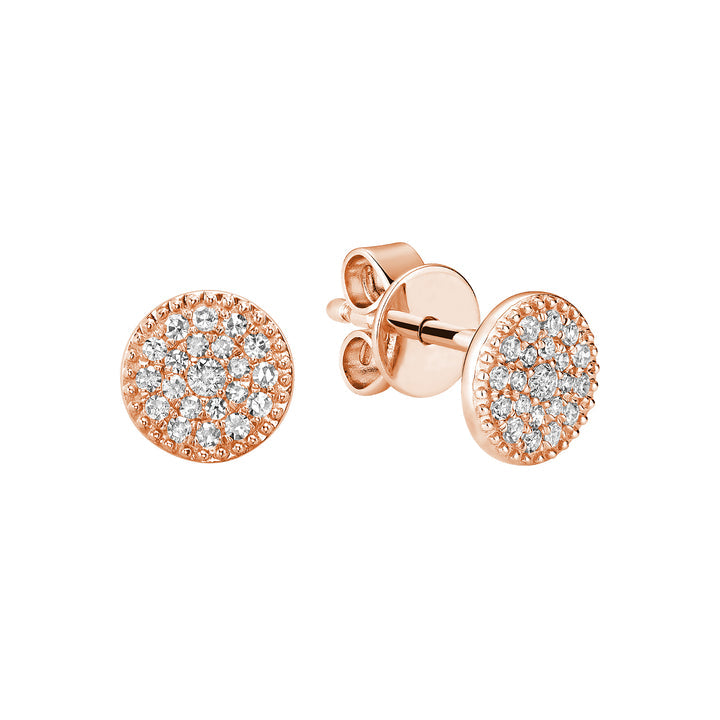 10kt Gold Round Cluster Diamond Pave Earrings