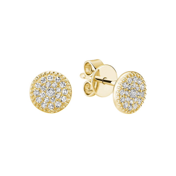 10kt Gold Round Cluster Diamond Pave Earrings