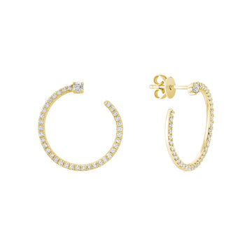 14kt Gold Curled Crescent Diamond Earrings