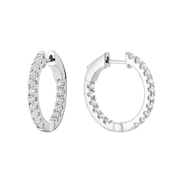 14kt Gold Inside Out Diamond Hoop Earrings 0.98cts
