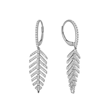 14kt Gold Diamond Leaf Earrings