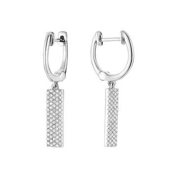 14kt Gold Pave Diamond Drop Bar Earrings