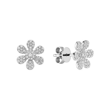 14kt Gold 6 Petal Flower Diamond Earrings