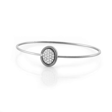 18kt White Gold Oval Cluster Bangle