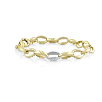 18kt High Polish Oval Diamond Bracelet