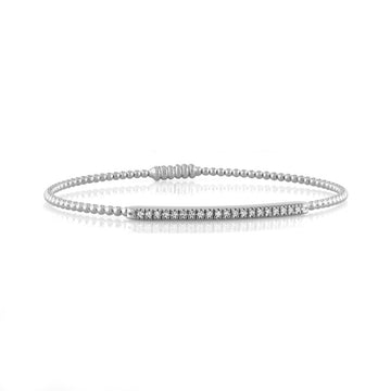 18kt Gold Bead Stacker Diamond Bangle