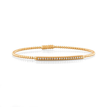 18kt Gold Bead Stacker Diamond Bangle