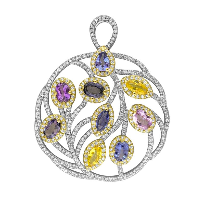 18kt Multi Colour Sapphire and Diamond Pendant