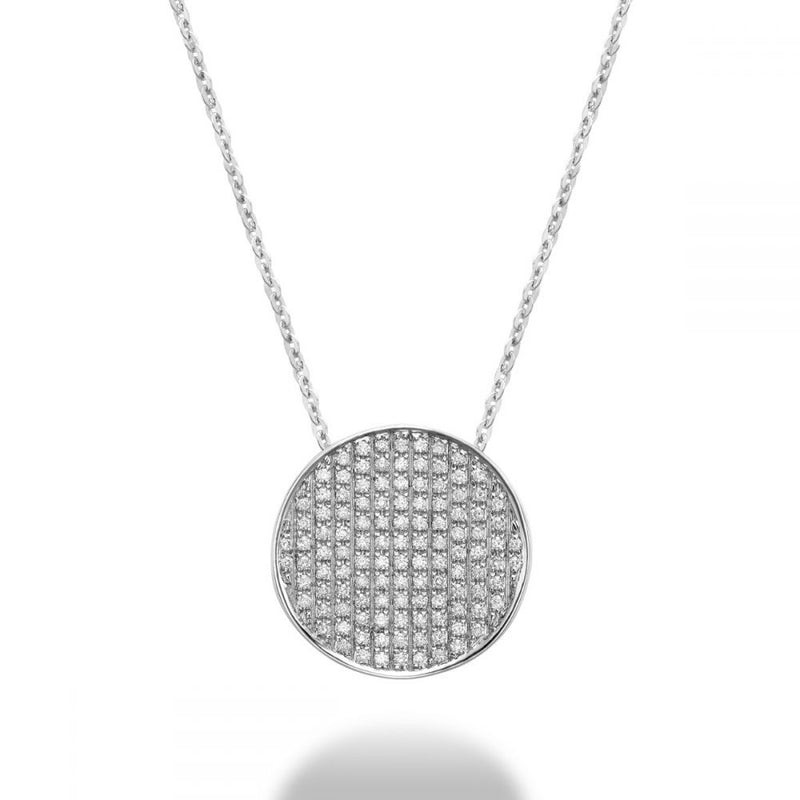 White Gold Curved Disk Pendant