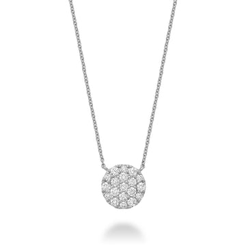 White Gold Round Cluster Diamond Pave Pendant