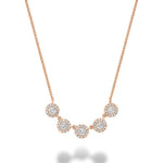 Rose Gold 5 Stone Diamond Halo Necklace