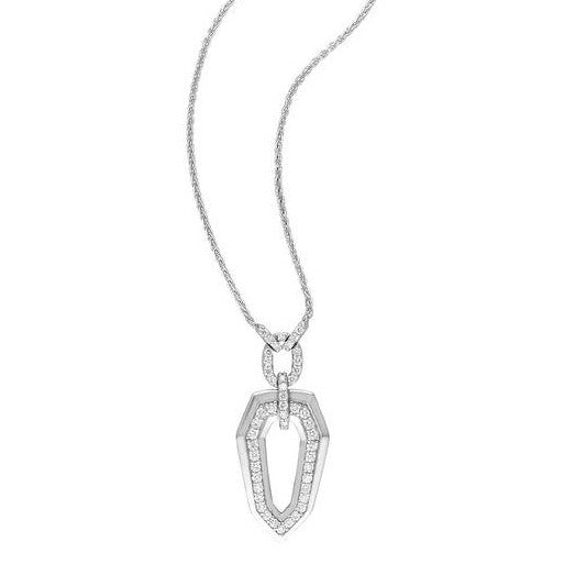 18kt White Gold Shield Diamond Necklace