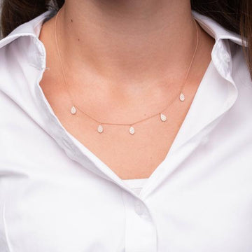 White Gold Multi Tear Drop Diamond Necklace