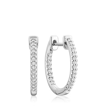 10kt White Gold Small Inside Out Hoop Huggie Earrings