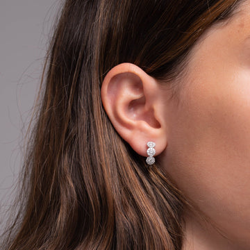 White Gold Large Halo Diamond Huggie Earrings