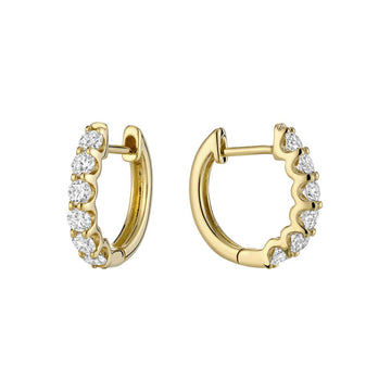 14kt White Gold Diamond Hoop Earrings - 0.75cts