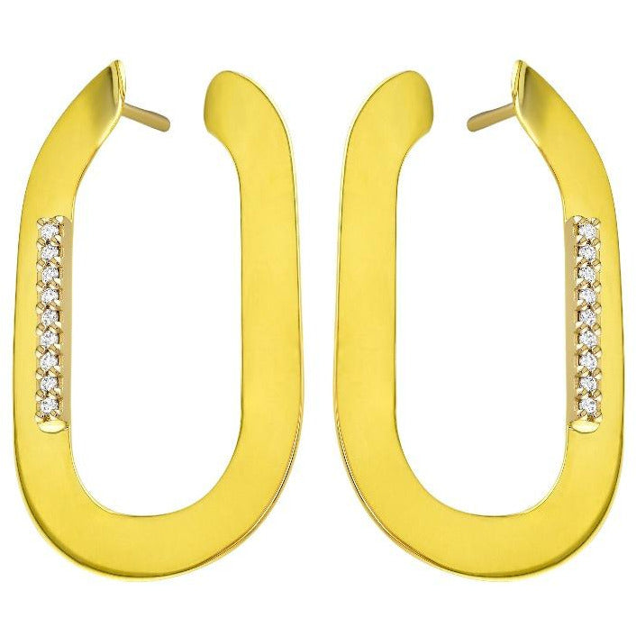 18kt Yellow Gold Oval Diamond Earring