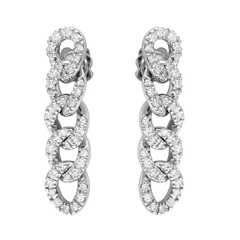 18kt White Gold Curb Link Diamond Drop Earrings