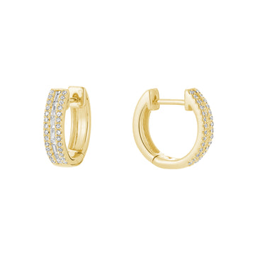 Round & Baguette Diamond Hoop Earrings