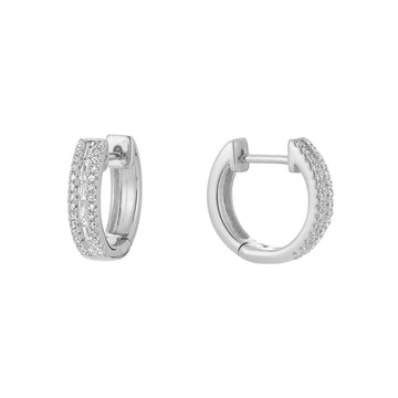 Round & Baguette Diamond Hoop Earrings