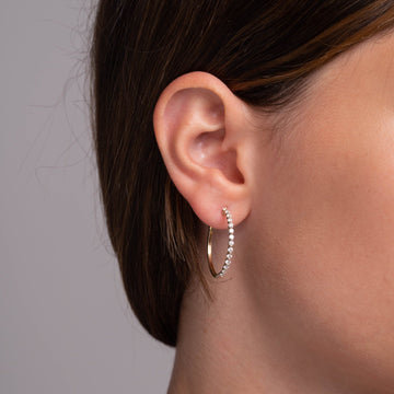 White Gold Diamond Claw Hoop Earrings 0.70cts