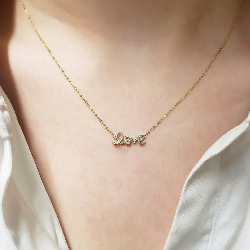 Mini Love Script Diamond Necklace