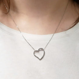 White Gold Asymmetrical Diamond Heart Pendant
