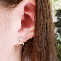 White Gold Diamond Swirl Cluster Earrings
