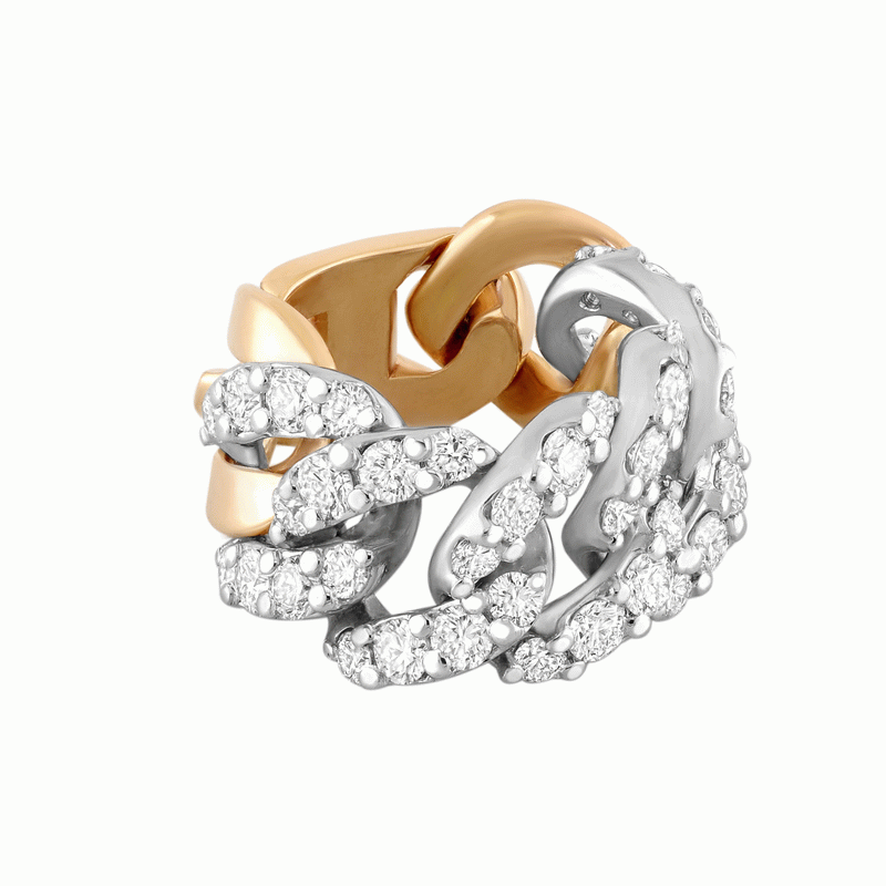 18kt White Gold Diamond Curb Link Ring