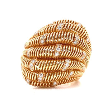 18kt Rose Gold Domed Wave Diamond Ring