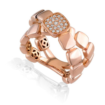 18kt Gold Diamond Square Crossover Ring