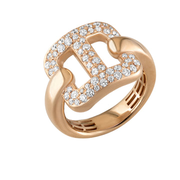 18kt Gold Domed Open Square Diamond Ring