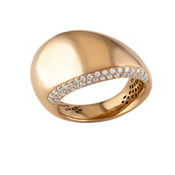 18kt Gold Domed Tapered Diamond Ring