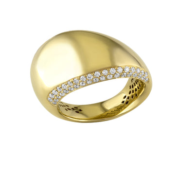 18kt Gold Domed Tapered Diamond Ring