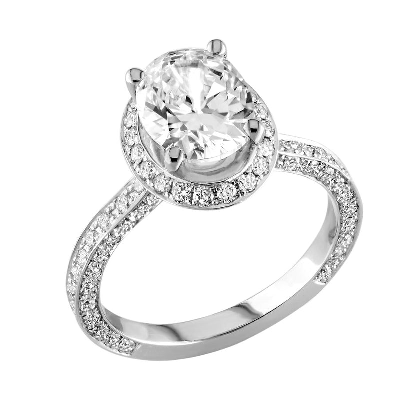 18kt White Gold Triple Pave Engagement Ring