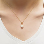 14kt Yellow Gold Diamond and Pearl Necklace