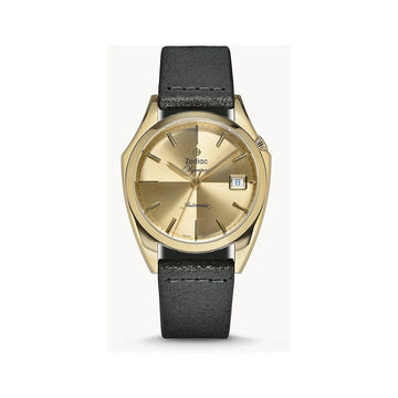 Zodiac Olympos Automatic Three-Hand Date Black Leather Watch ZO9703