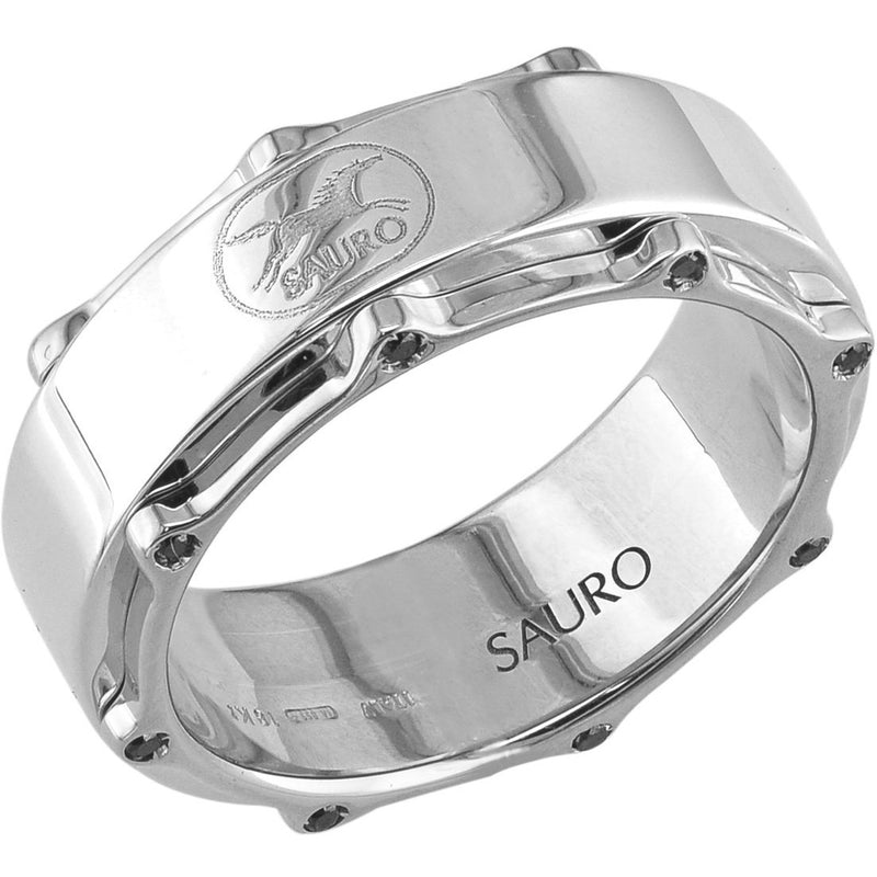 Sauro 18kt White Gold Rotating Black Diamond Ring