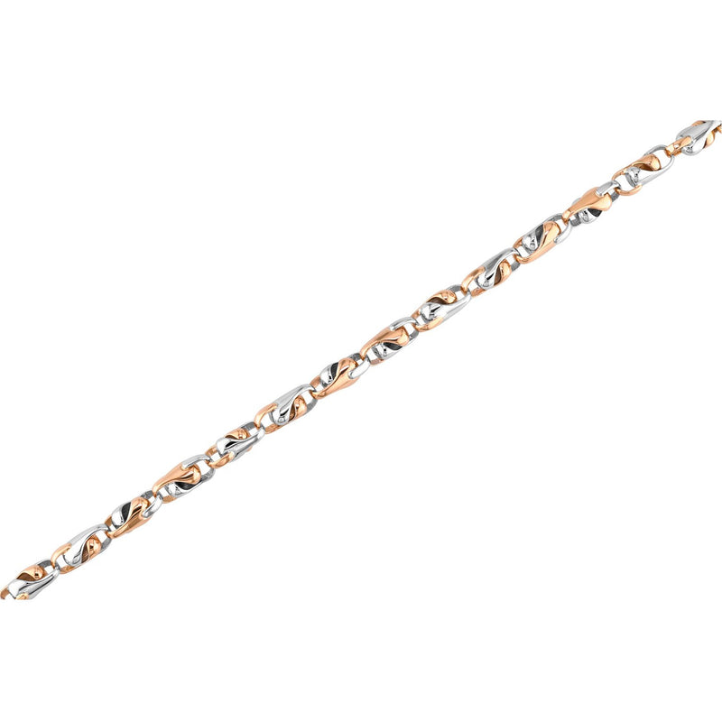 Sauro 18kt Pink & White Gold Twist Paper Link Bracelet With Black Diamonds