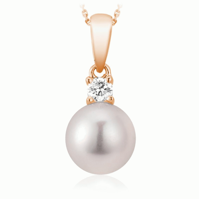 14kt Rose Gold Diamond and Pearl Necklace